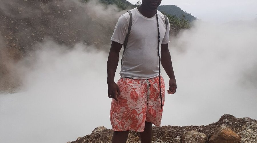 Photo of me at the famous boiling lake after the 3 hours long trial