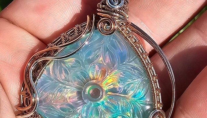 Oh Aurora Opal in Sterling silver at 14kt Yellow Gold fill made here by Laura!