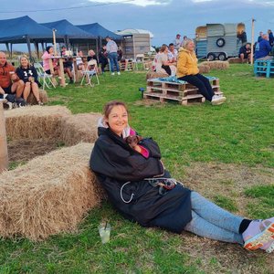 Everyone chilling at the social area