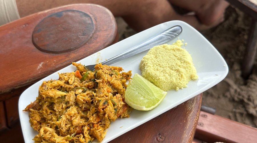 Aspecto da comida m(casquinha de caranguejo)