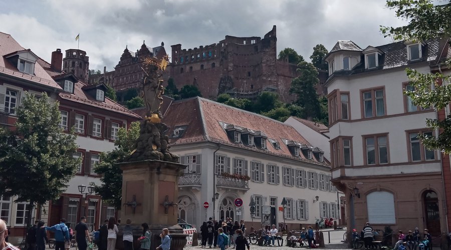 Castle of Heidelberg is on the hill.