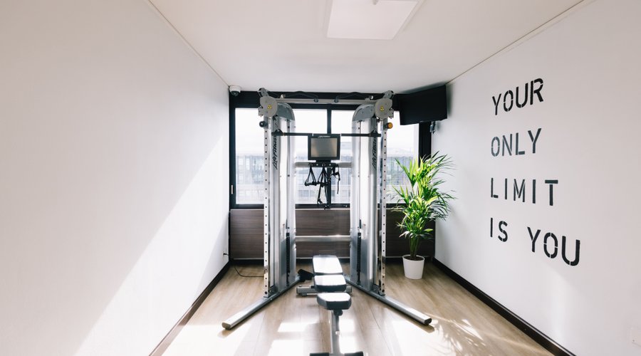 Fitness centre with view over the mountains