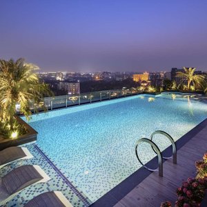 Infinity pool night view