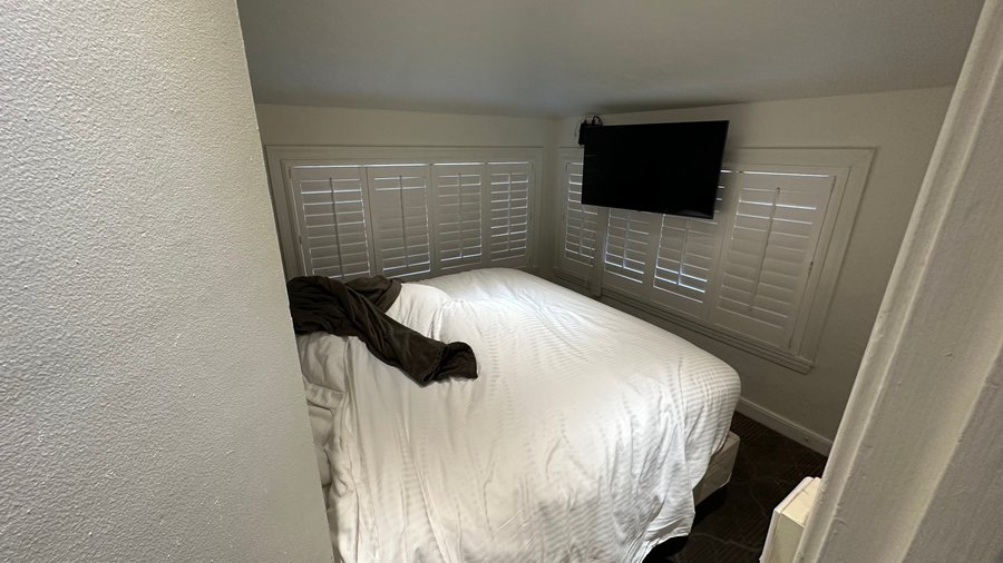 Had to walk sideways around the bed.