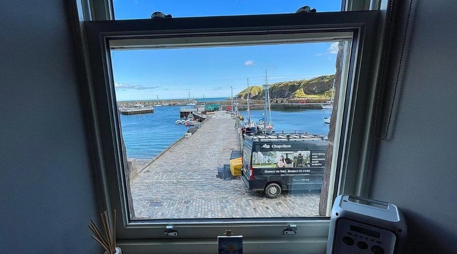 Several rooms in the property enjoy spectacular views of Stonehaven Harbour.