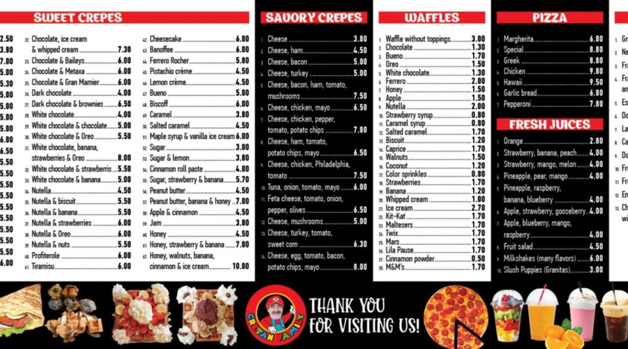 Crepe menu 2025