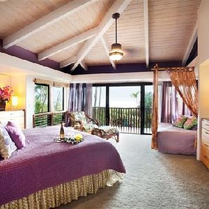 The Aloha Suite has a King bed and a private lanai with ocean views