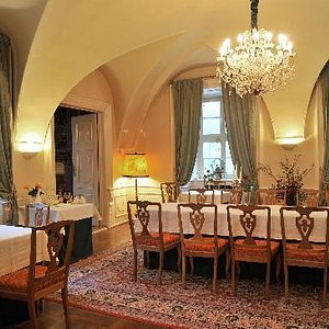 Hotel Palace Staniszow in Jelenia Gora, image may contain: Dining Room, Dining Table, Table, Chandelier