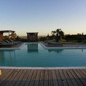 Casa Suaya pool at sunset